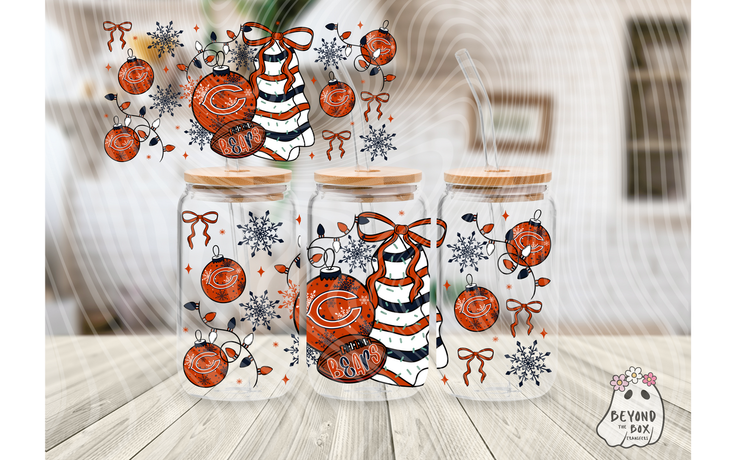 Christmas Cake Football 16oz UVDTF wrap