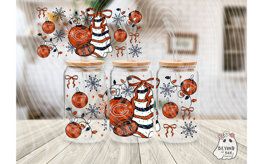 Christmas Cake Football 16oz UVDTF wrap