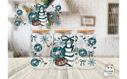 Christmas Cake Football 16oz UVDTF wrap