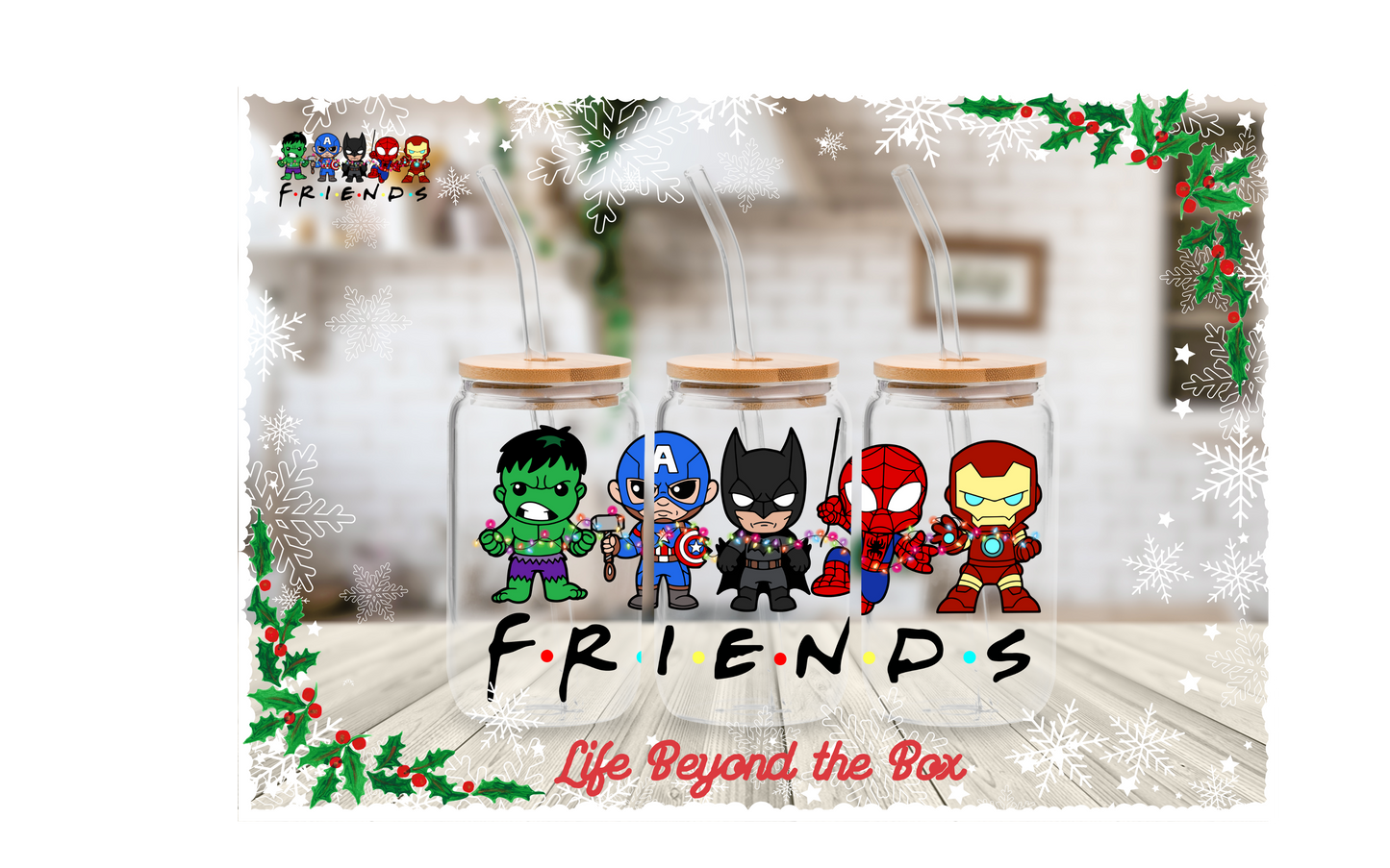 Christmas Friends 16oz UVDTF wrap