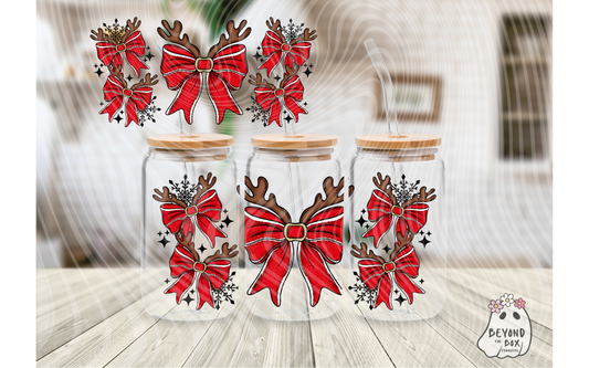 Reindeer Bow 16oz UVDTF Wrap