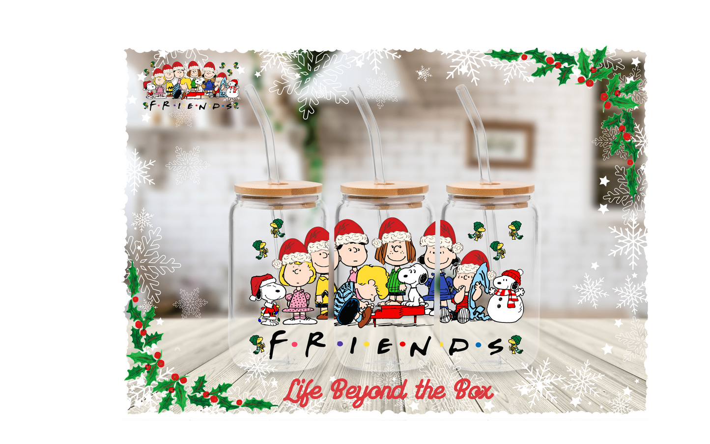 Christmas Friends 16oz UVDTF wrap