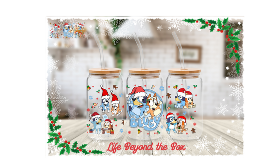 Christmas Blue Healer 16oz UVDTF wrap
