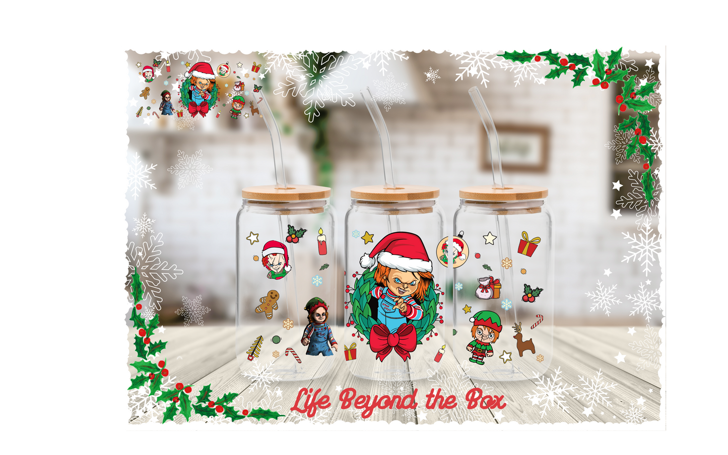Christmas Killer Doll 16oz UVDTF wrap
