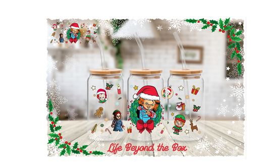 Christmas Killer Doll 16oz UVDTF wrap
