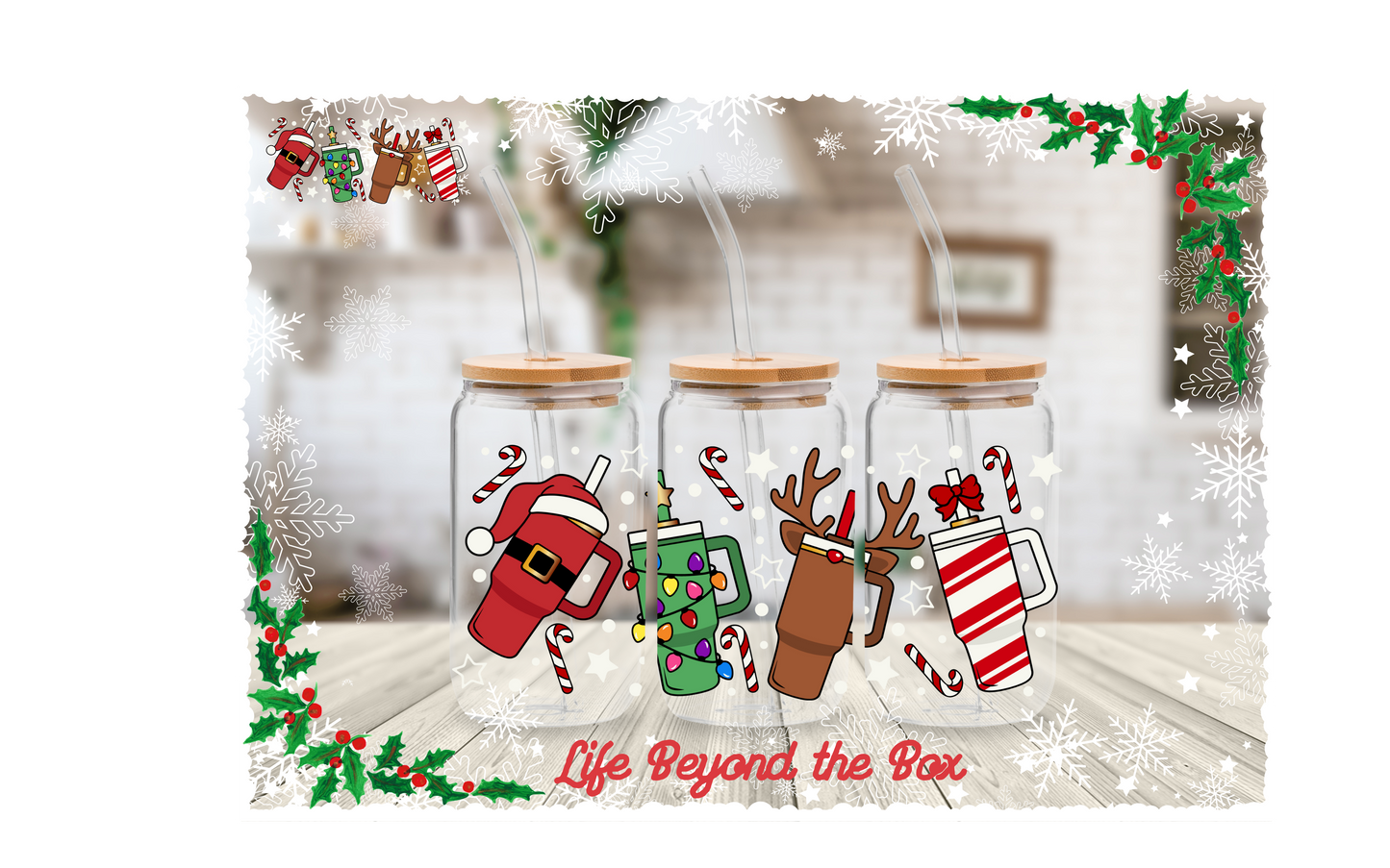 Christmas Cups 16oz UVDTF wrap