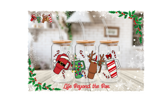 Christmas Cups 16oz UVDTF wrap