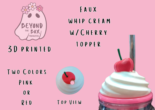 3D printed Whip Cream Cherry Lid Topper 16oz