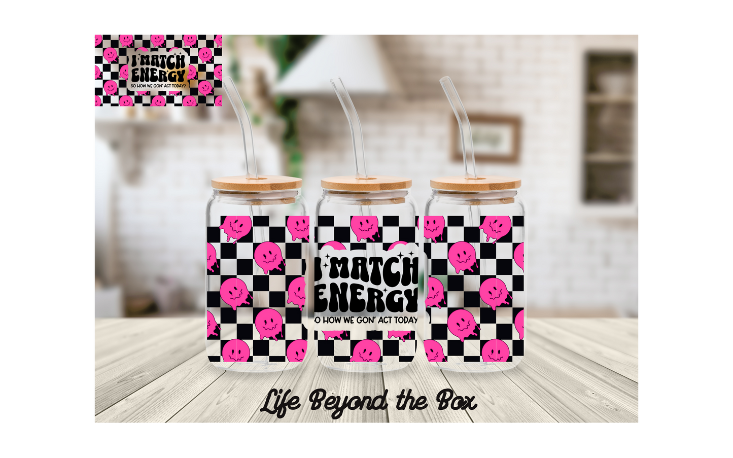 Pink I match energy 16oz UVDTF wrap