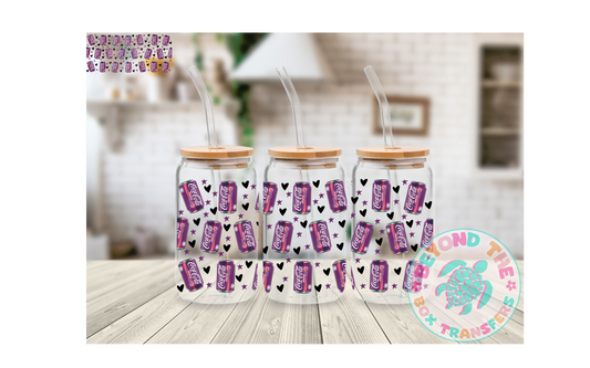 Cherry Cola Black Hearts 16oz UVDTF wrap
